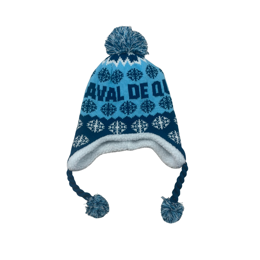 Tuque enfant - bleue avec cordons